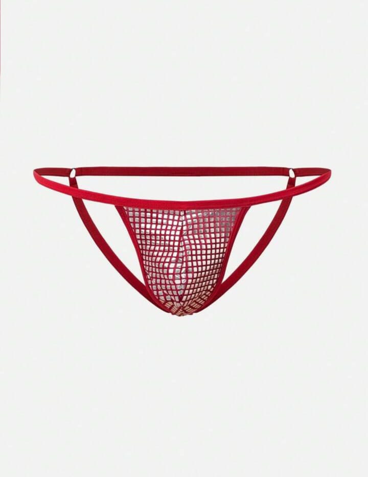 Men's Metallic Fabric Patchwork Thong Underwear